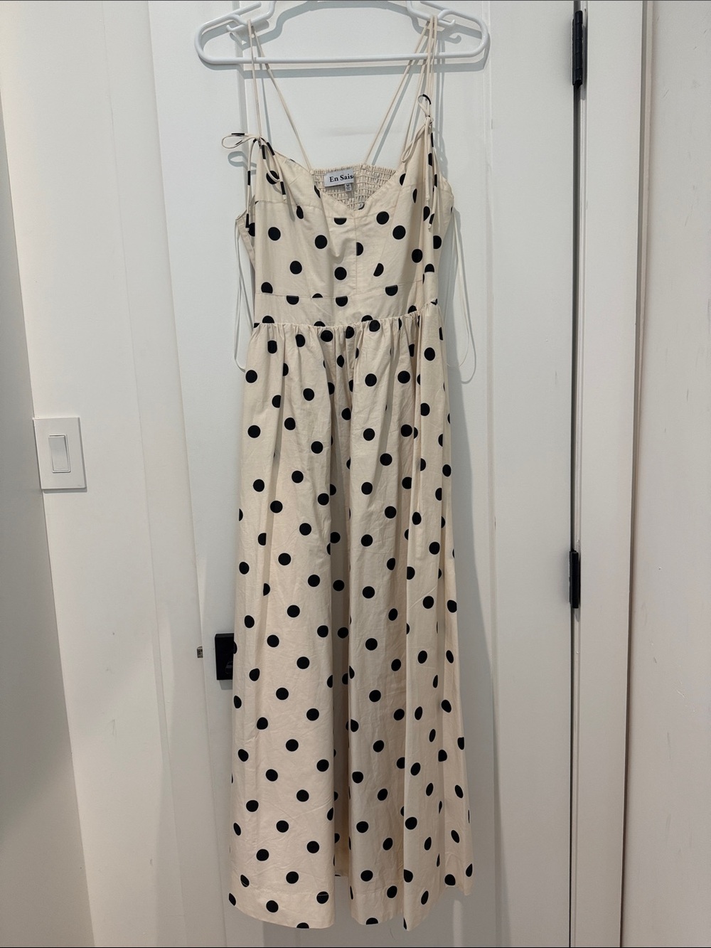 En Saison Cream Midi Dress with Black Polka Dots